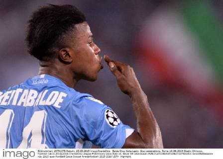 Balde Diao Keita Lazio. Goal celebrations. Roma 18-08-2015 Stadio Olimpico, Football Calcio 2015 2016 Champions League Preliminary Lazio Rom vs. Bayer 04 Leverkusen AntoxBaldassarre