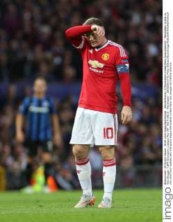 Wayne Rooney of Manchester United ManU looks dejected - Manchester United vs. Club Brugge - UEFA Champion s League Play Off - Old Trafford - Manchester - 18 08 2015 Pic Philip Oldham SportImage EDITORIAL USE ONLY. No use with unauthorised audio, video, data, fixture lists, club league logos or live services. Online in-match use limited to 120 images, no video emulation. No use in betting, games or single club league player publications.