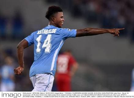 FUSSBALL CHAMPIONS LEAGUE SAISON 2015 2016 QUALIFIKATION Lazio Rom - Bayer 04 Leverkusen 18.08.2015 Balde Diao Keita (Lazio Rom) bejubelt seinen Treffer zum 1:0 