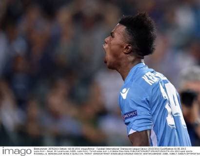 Fussball International Champions League Saison 2015 2016 Qualifikation 18.08.2015 Lazio Rom - Bayer 04 Leverkusen JUBEL Lazio Rom; Torschuetze zum 1-0 Balde Diao Keita 