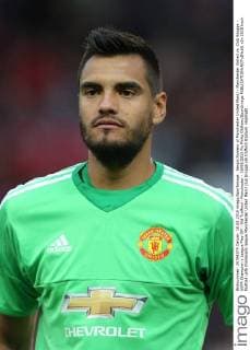 Sergio Romero of Manchester United ManU - Manchester United vs. Club Brugge - UEFA Champion s League Play Off - Old Trafford - Manchester - 18 08 2015 Pic Philip Oldham SportImage EDITORIAL USE ONLY. No use with unauthorised audio, video, data, fixture lists, club league logos or live services. Online in-match use limited to 120 images, no video emulation. No use in betting, games or single club league player publications.