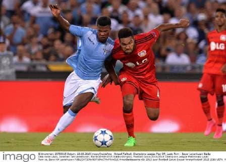Aktuell Fußball, Champions League Play Off, Lazio Rom - Bayer Leverkusen Balde Diao Keita Lazio, Jonathan Tah Leverkusen. Roma 18-08-2015 Stadio Olimpico, Football Calcio 2015 2016 Champions League Preliminary Lazio Rom vs. Bayer 04 Leverkusen AntoxBaldassarre