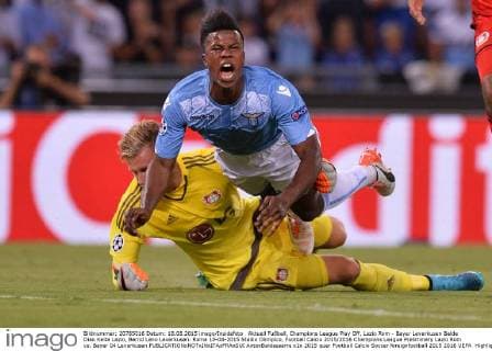Aktuell Fußball, Champions League Play Off, Lazio Rom - Bayer Leverkusen Balde Diao Keita Lazio, Bernd Leno Leverkusen. Roma 18-08-2015 Stadio Olimpico, Football Calcio 2015 2016 Champions League Preliminary Lazio Rom vs. Bayer 04 Leverkusen AntoxBaldassarre