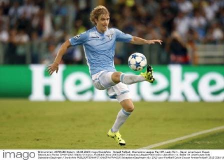 Aktuell Fußball, Champions League Play Off, Lazio Rom - Bayer Leverkusen Dusan Basta Lazio Roma 18-08-2015 Stadio Olimpico, Football Calcio 2015 2016 Champions League Preliminary Lazio Rom vs. Bayer 04 Leverkusen Foto Sebastian Seglingen Insidefoto SebastianxSeglingen