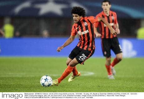 SOCCER - CL play off, Rapid vs Shakhtar VIENNA,AUSTRIA,19.AUG.15 - SOCCER - UEFA Champions League, play off, SK Rapid Wien vs FC Shakhtar Donetsk. Image shows Taison (Shakhtar). Keywords: Wien Energie. GEPAxpictures xPhilippxBrem