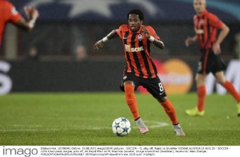 SOCCER - CL play off, Rapid vs Shakhtar VIENNA,AUSTRIA,19.AUG.15 - SOCCER - UEFA Champions League, play off, SK Rapid Wien vs FC Shakhtar Donetsk. Image shows Fred (Shakhtar). Keywords: Wien Energie. GEPAxpictures xPhilippxBrem
