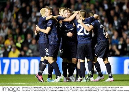 Aug. 19, 2015 - Glasgow, Skottland - 150819 Malmö FFs Jo Inge Berget jublar efter 2-1 under fotbollsmatchen mellan Celtic och Malmö FF i kvalet till Champions League den 19 augusti 2015 i Glasgow..Foto: News - Aug. 19, 2015  - ZUMAb138