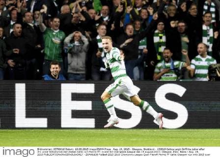 Aug. 19, 2015 - Glasgow, Skottland - 150819 Celtics Leigh Griffiths jublar efter 3-1 under fotbollsmatchen mellan Celtic och Malmö FF i kvalet till Champions League den 19 augusti 2015 i Glasgow..Foto: News - Aug. 19, 2015  - ZUMAb138