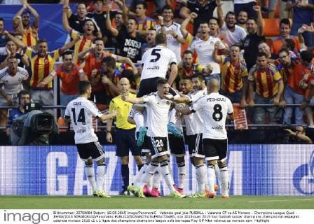Valencia goal joie FUßBALL : Valencia CF vs AS Monaco - Champions League Quali - 19 08 2015 SERGIORUIZ Panoramic 
