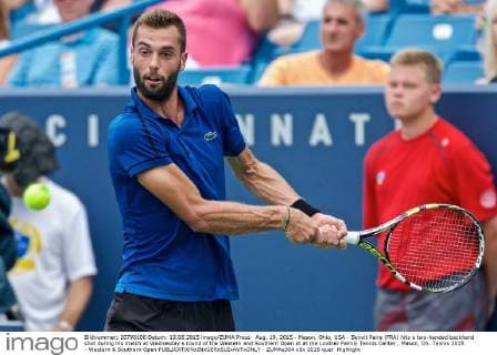 Aug. 19, 2015 - Mason, Ohio, USA - Benoit Paire (FRA) hits a two-handed backhand shot during his match at Wednesday s round of the Western and Southern Open at at the Lindner Family Tennis Center , Mason, Oh. Tennis 2015 - Western & Southern Open - ZUMAs304