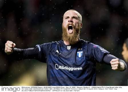 Aug. 19, 2015 - Glasgow, Skottland - 150819 Malmö FFs Jo Inge Berget jublar efter 3-2 malet under fotbollsmatchen mellan Celtic och Malmö FF i kvalet till Champions League den 19 augusti 2015 i Glasgow..Foto: News - Aug. 19, 2015  - ZUMAb138