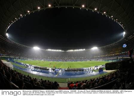 SOCCER - CL play off, Rapid VIENNA,AUSTRIA,19.AUG.15 - SOCCER - UEFA Champions League, play off, SK Rapid Wien. Image shows the Ernst Happel Stadion. Keywords: Wien Energie, stadium. GEPAxpictures xWalterxLuger