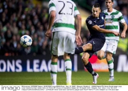 Aug. 19, 2015 - Glasgow, Skottland - 150819 Malmö FFs Nikola Djurjic testar skott under fotbollsmatchen mellan Celtic och Malmö FF i kvalet till Champions League den 19 augusti 2015 i Glasgow..Foto: News - Aug. 19, 2015 - ZUMAb138