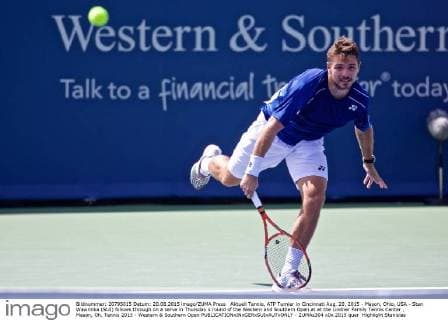 Aktuell Tennis, ATP Turnier in Cincinnati Aug. 20, 2015 - Mason, Ohio, USA - Stan Wawrinka (SUI) follows through on a serve in Thursday s round of the Western and Southern Open at at the Lindner Family Tennis Center , Mason, Oh. Tennis 2015 - Western & Southern Open - ZUMAs304