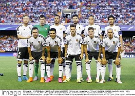 Valencia team gropu line-up (Valencia), AUGUST 19, 2015 - Football Soccer : UEFA Champions League Play-Offs 1st leg match between Valencia CF 3-1 AS Monaco FC at the Mestalla Stadium in Valencia, Spain. NoxThirdxPartyxSales  (heha020098)