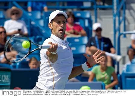 Aug. 21, 2015 - Mason, Ohio, USA - Novak Djokovic (SRB) hits a forehand shot during Friday s quarterfinal round of the Western and Southern Open at at the Lindner Family Tennis Center , Mason, Oh. Tennis 2015 - Western And Southern Open - ZUMAs304