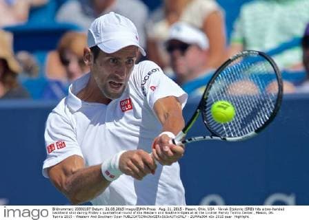 Aug. 21, 2015 - Mason, Ohio, USA - Novak Djokovic (SRB) hits a two-handed backhand shot during Friday s quarterfinal round of the Western and Southern Open at at the Lindner Family Tennis Center , Mason, Oh. Tennis 2015 - Western And Southern Open - ZUMAs304
