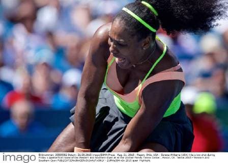 Aug. 21, 2015 - Mason, Ohio, USA - Serena Williams (USA) hits a low shot during Friday s quarterfinal round of the Western and Southern Open at at the Lindner Family Tennis Center , Mason, Oh. Tennis 2015 - Western And Southern Open - ZUMAs304