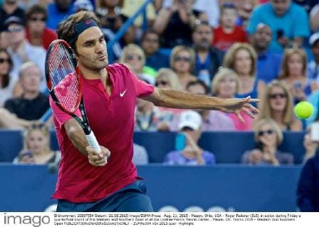 Aug. 21, 2015 - Mason, Ohio, USA - Roger Federer (SUI) in action during Friday s quarterfinal round of the Western and Southern Open at at the Lindner Family Tennis Center , Mason, Oh. Tennis 2015 - Western And Southern Open - ZUMAs304