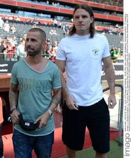 22.08.2015, xjhx, Fussball 1.Bundesliga, Eintracht Frankfurt - FC Augsburg, emspor v.l. Benjamin Koehler (1. FC Union Berlin), Alexander Meier (Eintracht Frankfurt)