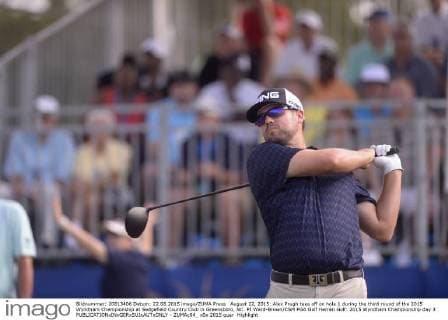 August 22, 2015: Alex Prugh tees off on hole 1 during the third round of the 2015 Wyndham Championship at Sedgefield Country Club in Greensboro, NC. PJ Ward-Brown CSM PGA Golf Herren Golf: 2015 Wyndham Championship day 3 - ZUMAc04_