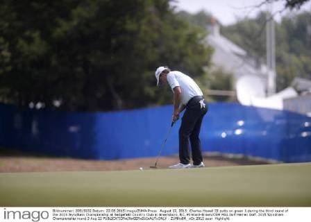 August 22, 2015: Charles Howell III putts on green 1 during the third round of the 2015 Wyndham Championship at Sedgefield Country Club in Greensboro, NC. PJ Ward-Brown CSM PGA Golf Herren Golf: 2015 Wyndham Championship round 3 Aug 22 - ZUMAc04_