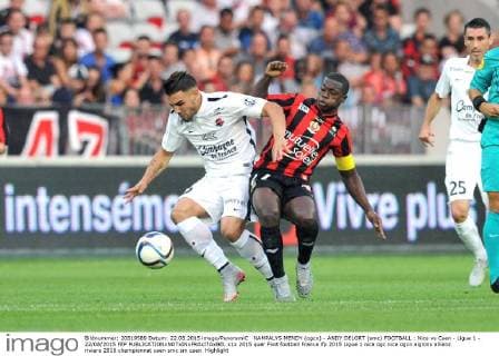 NAMPALYS MENDY (ogcn) - ANDY DELORT (smc) FOOTBALL : Nice vs Caen - Ligue 1 - 22 08 2015 FEP 