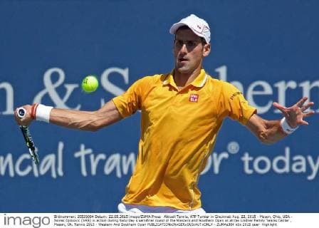 Aktuell Tennis, ATP Turnier in Cincinnati Aug. 22, 2015 - Mason, Ohio, USA - Novak Djokovic (SRB) in action during Saturday s semifinal round of the Western and Southern Open at at the Lindner Family Tennis Center , Mason, Oh. Tennis 2015 - Western And Southern Open - ZUMAs304