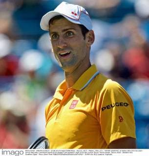 Aug 22, 2015 - Mason, Ohio, U.S. - NOVAK DJOKOVIC of Serbia talks with his coach during Saturday s semifinal round of the Western and Southern Open at at the Lindner Family Tennis Center. Tennis 2015 - Western And Southern Open - Men s Semi-Final  - ZUMA