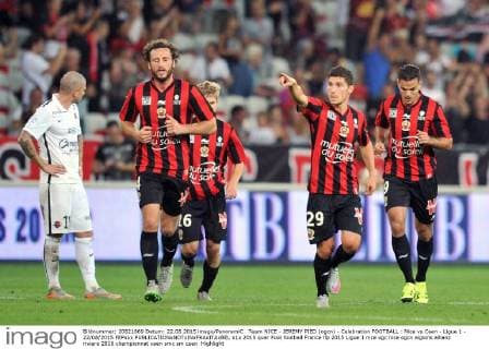 Team NICE - JEREMY PIED (ogcn) - Celebration FOOTBALL : Nice vs Caen - Ligue 1 - 22 08 2015 FEPxxx 