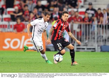 Wallyson MALLMANN TEIXEIRA (ogcn) - NICOLAS SEUBE (smc) FOOTBALL : Nice vs Caen - Ligue 1 - 22 08 2015 FEPxxx 