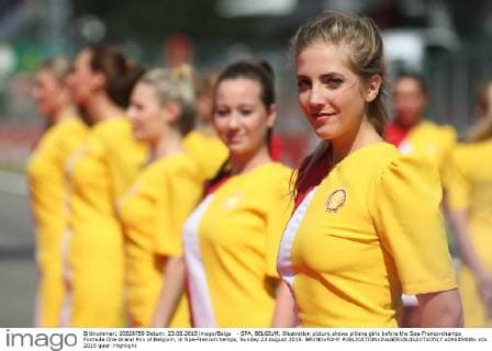 - SPA, BELGIUM: Illustration picture shows pitlane girls before the Spa-Francorchamps Formula One Grand Prix of Belgium, in Spa-Francorchamps, Sunday 23 August 2015. BRUNOxFAHY  x04685408x