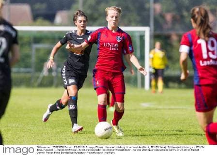 Henstedt-Ulzburg Lina Hausicke (Nr. 4, FF USV Jena). SV Henstedt-Ulzburg vs. FF USV Jena, Fussball, 1. Runde DFB-Pokal, 23.08.15 Copyright: Koe Eibner-Pressefoto EP_fkg