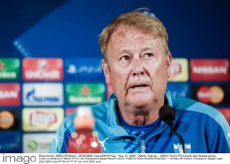Aug. 24, 2015 - Malmö, Sverige - 150824 Malmö FFs tränare Age Hareide during press conference of Malmö FF for the Champions League Playoff match. - ZUMAb138