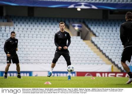 Aug. 24, 2015 - Malmö, Sverige - 150824 Malmö FFs Vladimir Rodic och Markus Rosenberg during practice session of Malmö FF for the Champions League Playoff match.  - ZUMAb138