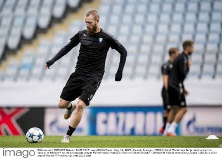 Aug. 24, 2015 - Malmö, Sverige - 150824 Malmö FFs Jo Inge Berget during practice session of Malmö FF for the Champions League Playoff match. - ZUMAb138