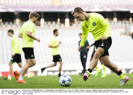 Aug. 24, 2015 - Malmö, Sverige - 150824 Celtics Leigh Griffiths during practice session of Celtic Glasgow for the UEFA Champions League Playoff Quali 2015 2016 match.  - ZUMAb138