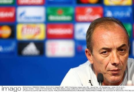 UEFA Champions League play-offs - second leg - KF Skenderbeu - press 24.08.2015., Zagreb, Croatia - Coach of KF Skenderbeu Mirel Josa attend a press conference PK Pressekonferenz ahead of the UEFA Champions League play off second leg against GNK Dinamo Zagreb.  SlavkoxMidzor PIXSELL