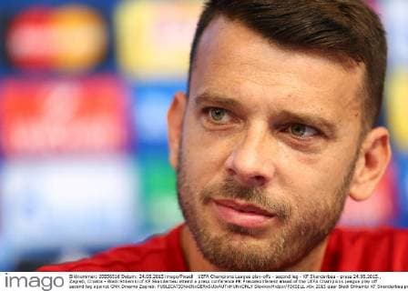 UEFA Champions League play-offs - second leg - KF Skenderbeu - press 24.08.2015., Zagreb, Croatia - Bledi Shkembi of KF Skenderbeu attend a press conference PK Pressekonferenz ahead of the UEFA Champions League play off second leg against GNK Dinamo Zagreb.  SlavkoxMidzor PIXSELL