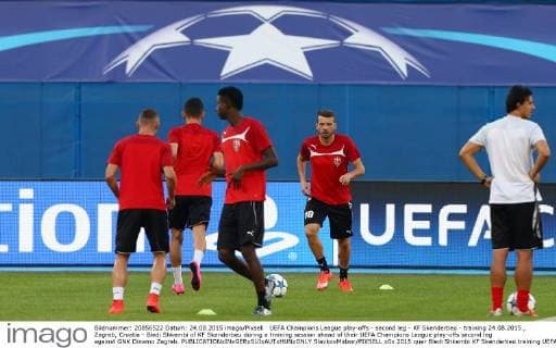UEFA Champions League play-offs - second leg - KF Skenderbeu - training 24.08.2015., Zagreb, Croatia - Bledi Shkembi of KF Skenderbeu during a training session ahead of their UEFA Champions League play-offs second leg against GNK Dinamo Zagreb.  SlavkoxMidzor PIXSELL