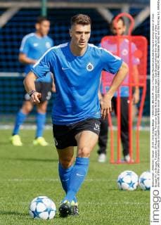 - BRUGGE, BELGIUM: Club s Thomas Meunier pictured during a training session of Club Brugge KV, in Brugge, Tuesday 25 August 2015. Tomorrow Belgian first league soccer team Club Brugge will play the return game of the play-offs of the Uefa Champions League competition against British soccer club Manchester United ManU FC. Manchester United won the first leg 3-1. BRUNOxFAHY  x04686770x