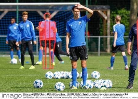 - BRUGGE, BELGIUM: Club s Davy De Fauw pictured during a training session of Club Brugge KV, in Brugge, Tuesday 25 August 2015. Tomorrow Belgian first league soccer team Club Brugge will play the return game of the play-offs of the Uefa Champions League competition against British soccer club Manchester United ManU FC. Manchester United won the first leg 3-1. BRUNOxFAHY  x04686766x