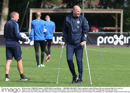 - BRUGGE, BELGIUM: Club s assistant coach Philippe Clement pictured during a training session of Club Brugge KV, in Brugge, Tuesday 25 August 2015. Tomorrow Belgian first league soccer team Club Brugge will play the return game of the play-offs of the Uefa Champions League competition against British soccer club Manchester United ManU FC. Manchester United won the first leg 3-1. BRUNOxFAHY  x04686807x