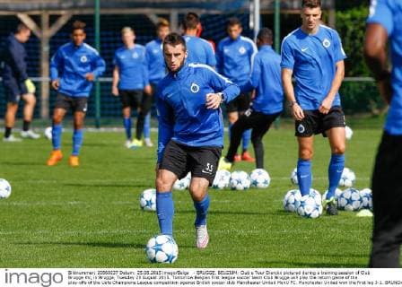 - BRUGGE, BELGIUM: Club s Tuur Dierckx pictured during a training session of Club Brugge KV, in Brugge, Tuesday 25 August 2015. Tomorrow Belgian first league soccer team Club Brugge will play the return game of the play-offs of the Uefa Champions League competition against British soccer club Manchester United ManU FC. Manchester United won the first leg 3-1. BRUNOxFAHY  x04686757x