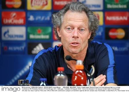 - BRUGGE, BELGIUM: Club s head coach Michel Preud homme pictured during a press conference PK Pressekonferenz of Club Brugge KV, in Brugge, Tuesday 25 August 2015. Tomorrow Belgian first league soccer team Club Brugge will play the return game of the play-offs of the Uefa Champions League competition against British soccer club Manchester United ManU FC. Manchester United won the first leg 3-1. BRUNOxFAHY  x04686854x