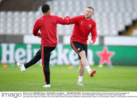 - BRUGGE, BELGIUM: Manchester s Wayne Rooney pictured during a training session of British soccer club Manchester United ManU in Brugge, Tuesday 25 August 2015. Tomorrow Belgian first league soccer team Club Brugge will play the return game of the play-offs of the Uefa Champions League competition against British soccer club Manchester United FC. Manchester United won the first leg 3-1. BRUNOxFAHY  x04687045x
