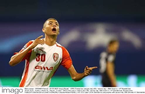 UEFA Champions League play-offs - second leg - GNK Dinamo - KF Skenderbeu 25.08.2015., stadium Maksimir, Zagreb, Croatia - UEFA Champions League play-offs, second leg, GNK Dinamo - KF Skenderbeu. Esquerdinha. SlavkoxMidzor PIXSELL