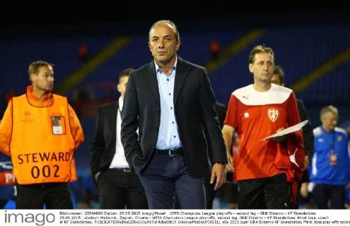 UEFA Champions League play-offs - second leg - GNK Dinamo - KF Skenderbeu 25.08.2015., stadium Maksimir, Zagreb, Croatia - UEFA Champions League play-offs, second leg, GNK Dinamo - KF Skenderbeu. Mirel Josa, coach of KF Skenderbeu.  SlavkoxMidzor PIXSELL