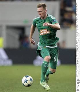 SOCCER - CL play off, Shakhtar vs Rapid LVIV,UKRAINE,25.AUG.15 - SOCCER - UEFA Champions League, play off, FC Shakhtar Donetsk vs SK Rapid Wien. Image shows Robert Beric (Rapid). Keywords: Wien Energie. GEPAxpictures xPhilippxBrem