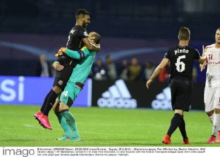 Zagreb, 25.8.2015. - Champions League, Play-Offs 2nd leg, Stadion Maksimir, GNK Dinamo (blue) - KF Skenderbeu (white) 4:1 El Arabi Hilal SOUDANI (2) and Eduardo (GK-34)